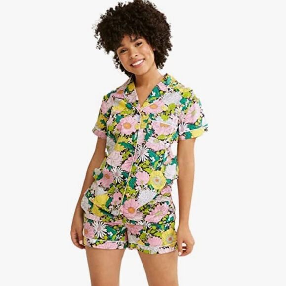 Vera Bradley S Gift Bloom Boom Floral Short Sleeve Top Shorts Pajama Set - Picture 1 of 17